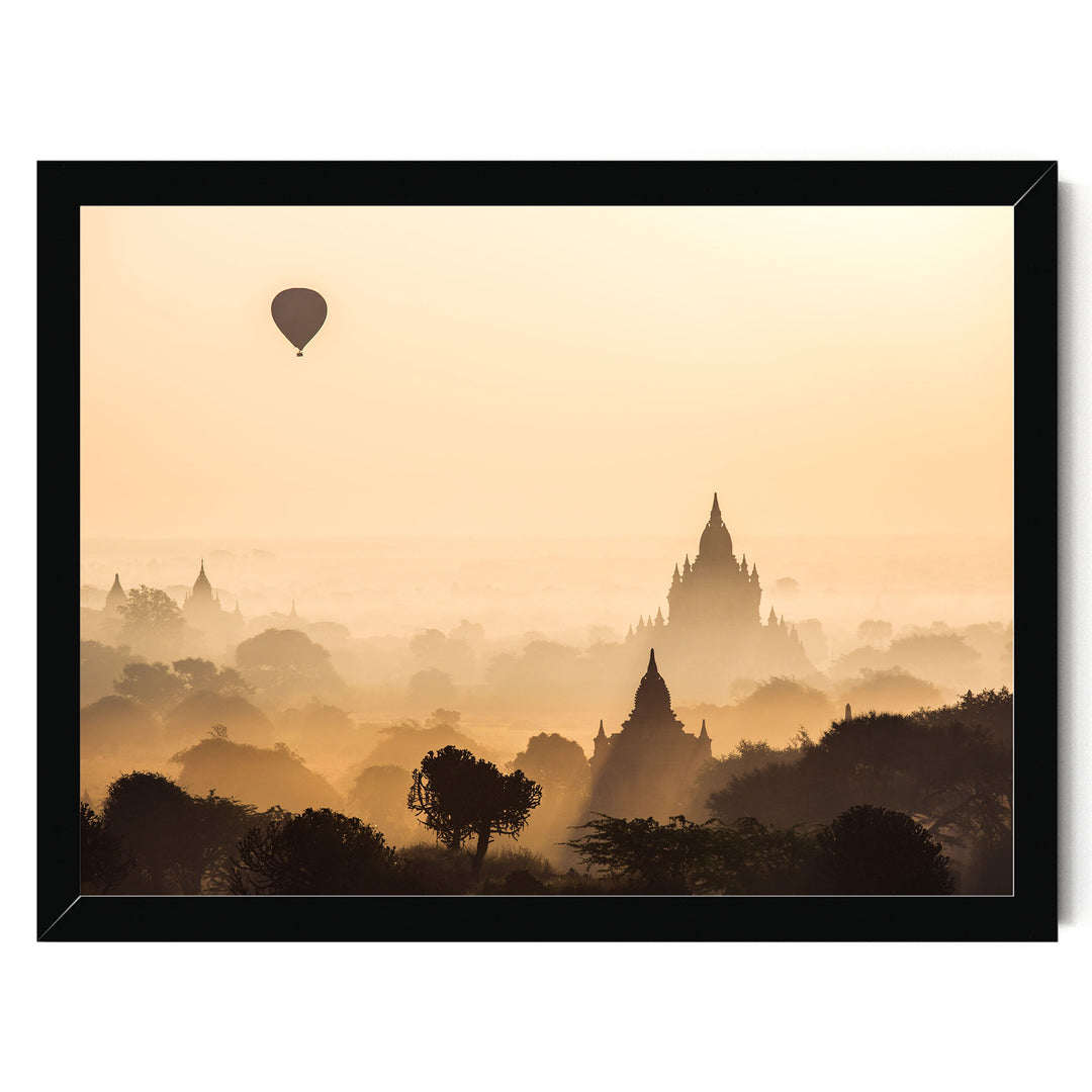Sunrise in Bagan, Myanmar I – fine art print in a black frame, no mat