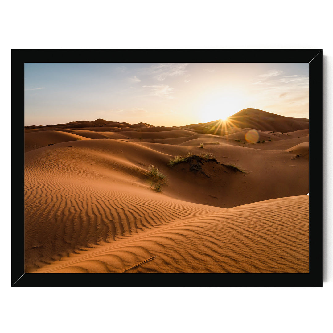 Sunset in the Sahara, Erg Chebbi, Morocco – fine art print in a black frame, no mat