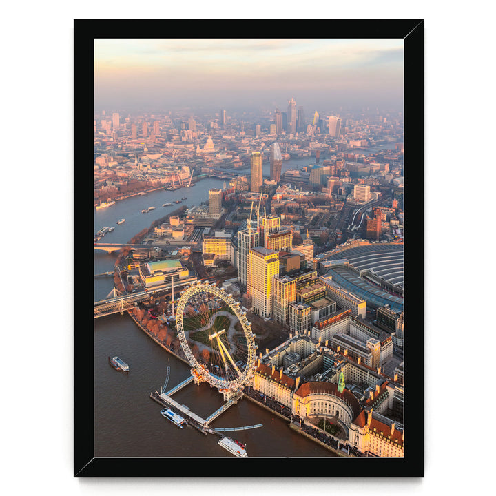 London Aerial I, England – fine art print in a black frame, no mat