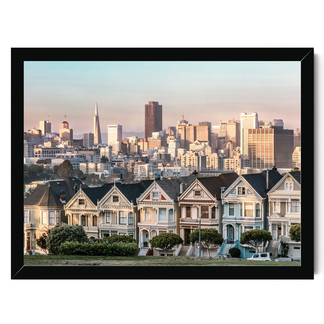 The Painted Ladies, San Francisco, California – fine art print in a black frame, no mat