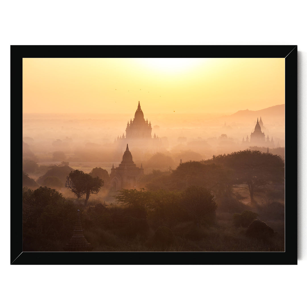 Bagan Pagodas I, Myanmar – fine art print in a black frame, no mat