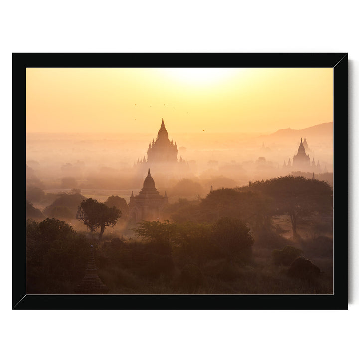 Bagan Pagodas I, Myanmar – fine art print in a black frame, no mat