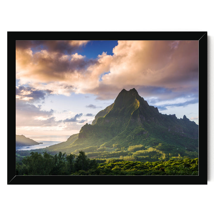 Moorea at Sunset, French Polynesia – fine art print in a black frame, no mat