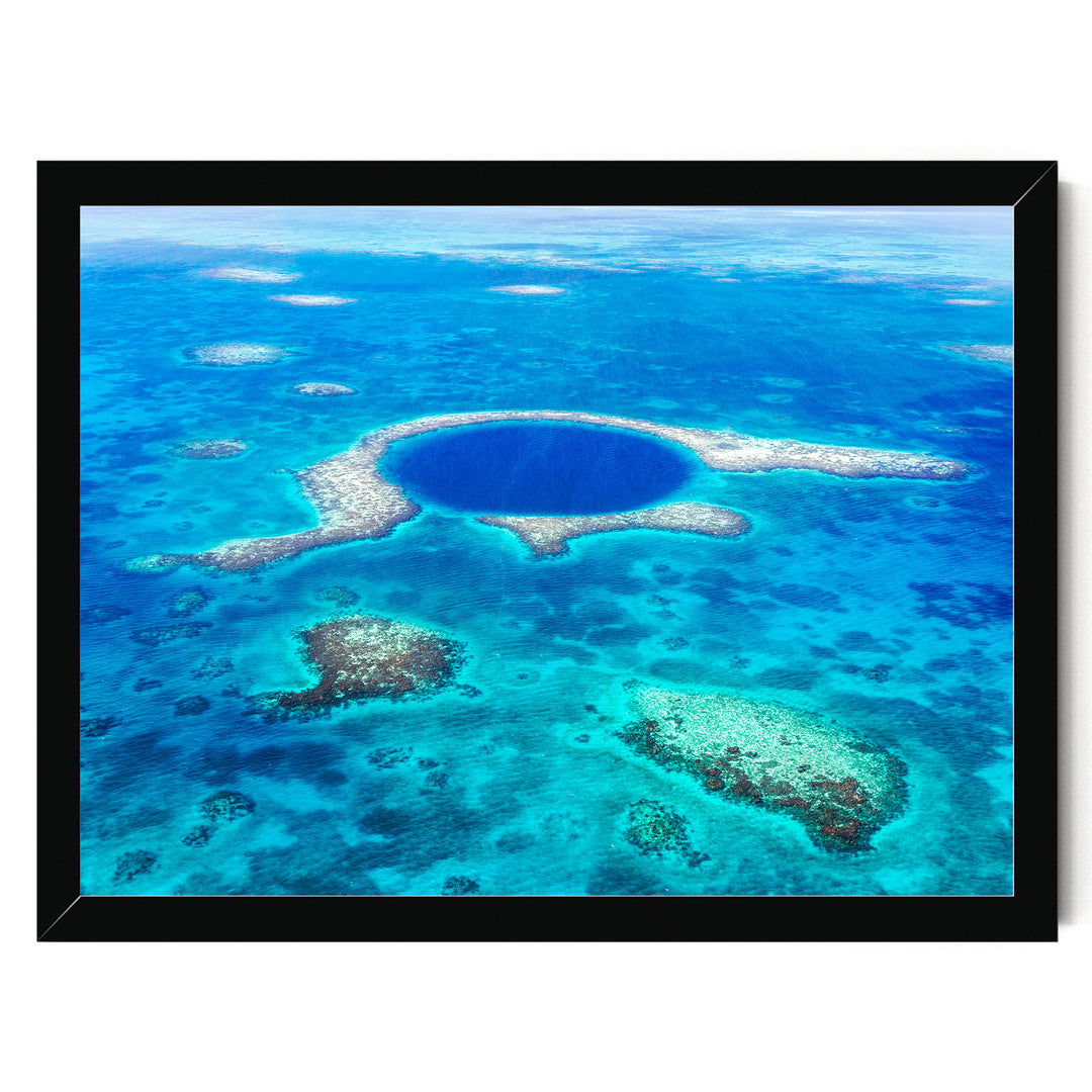 The Great Blue Hole, Belize – fine art print in a black frame, no mat