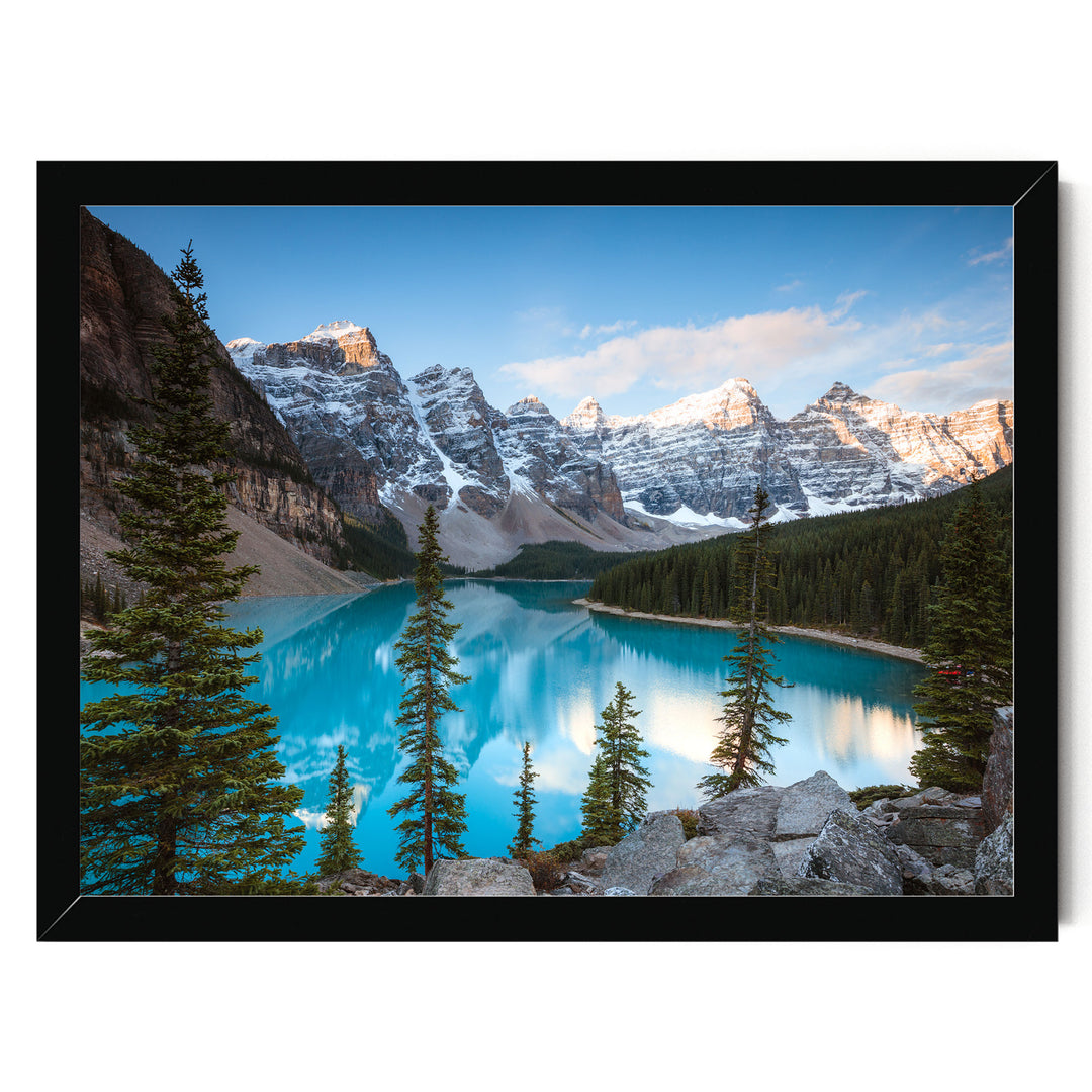 Moraine Lake I, Banff, Canada – fine art print in a black frame, no mat