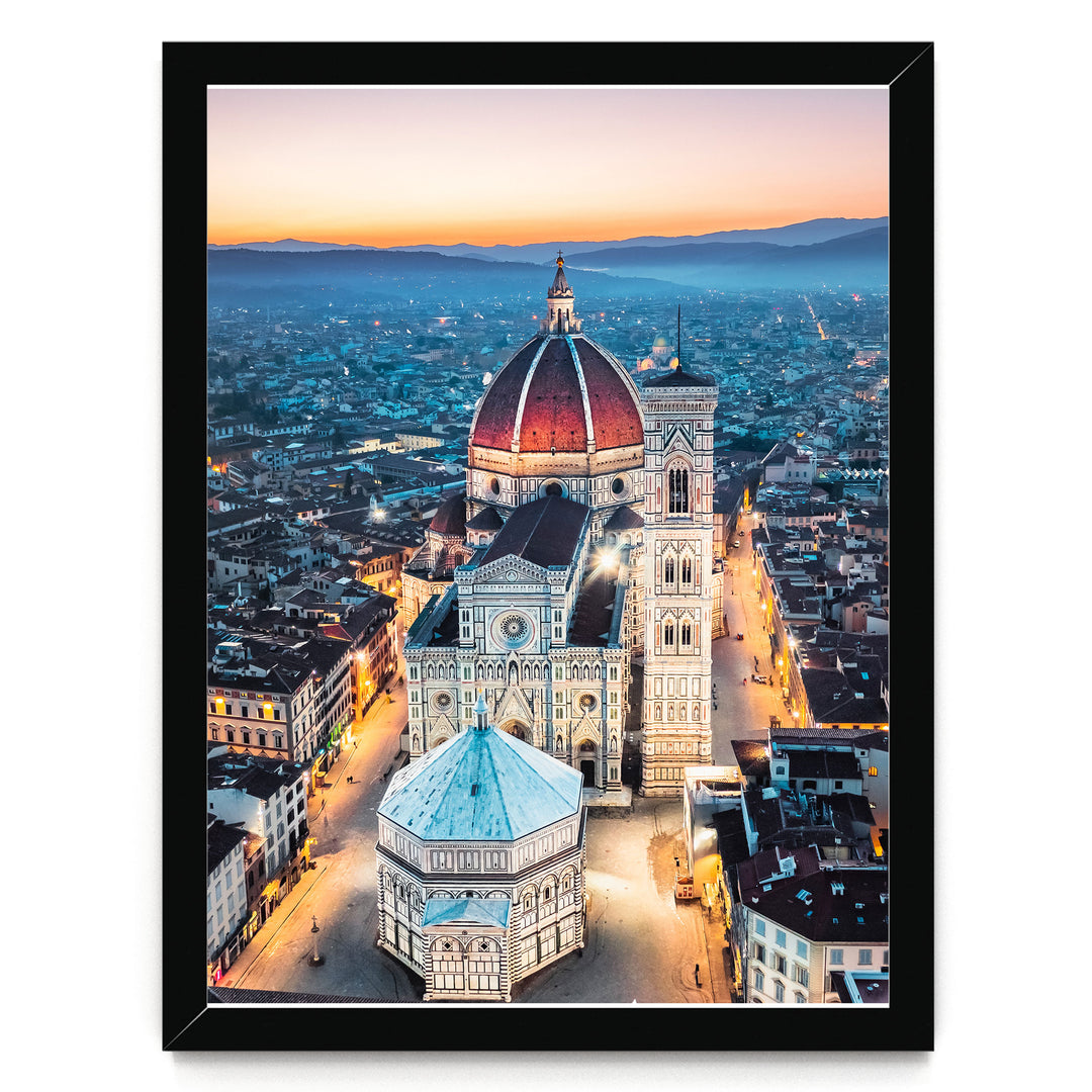 Dawn over Florence, Tuscany, Italy – fine art print in a black frame, no mat