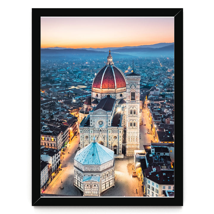 Dawn over Florence, Tuscany, Italy – fine art print in a black frame, no mat