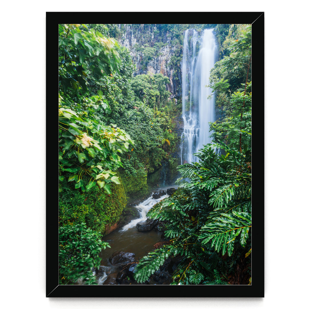 Maui Waterfall, Maui, Hawaii – fine art print in a black frame, no mat