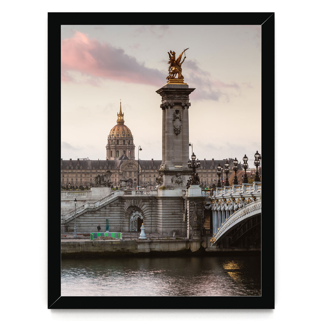 Sunrise on the River, Paris, France – fine art print in a black frame, no mat