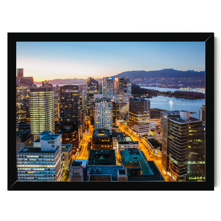 Vancouver Skyline, British Columbia, Canada – fine art print in a black frame, no mat