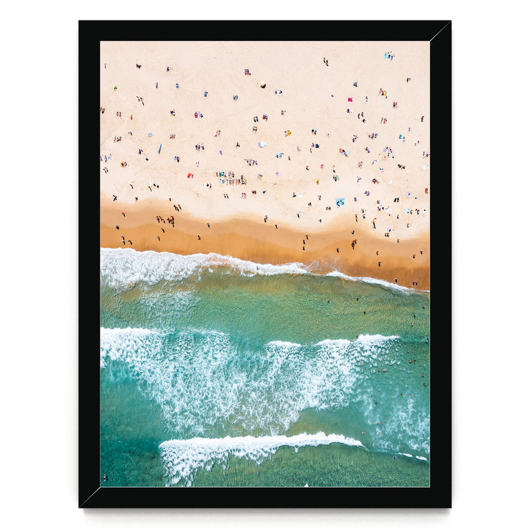 Bondi Beach Aerial I, Sydney, Australia – fine art print in a black frame, no mat