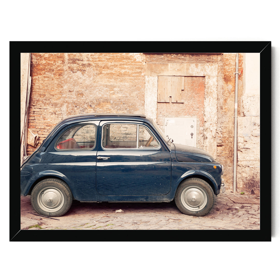 Vintage Fiat 500, Rome, Italy – fine art print in a black frame, no mat