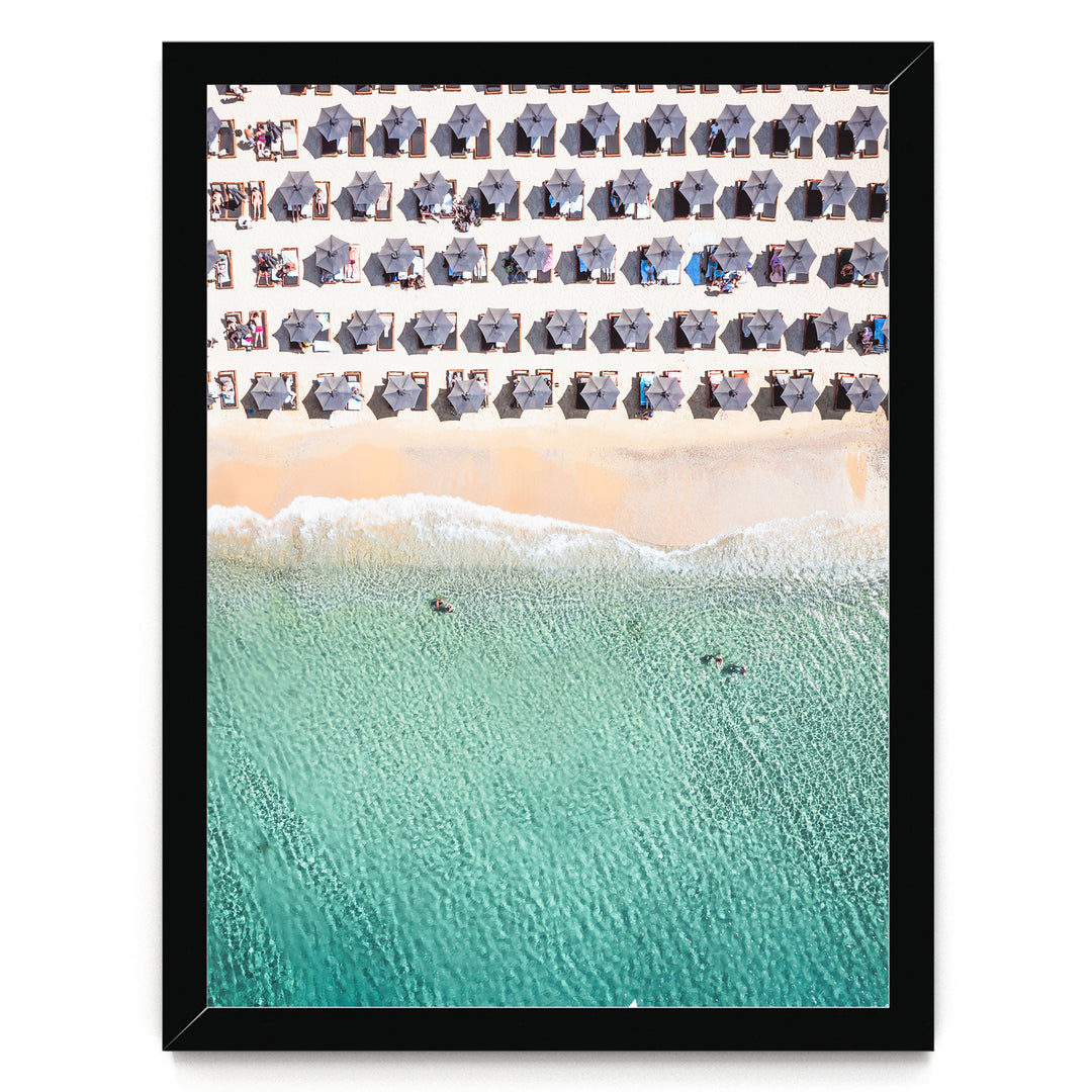 Mykonos Beach II, Elia, Greece – fine art print in a black frame, no mat
