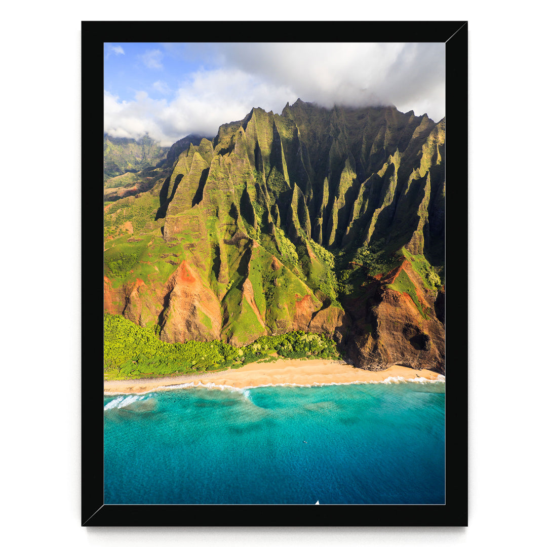 Kauai Cliffs III, Na Pali Coast, Hawaii – fine art print in a black frame, no mat