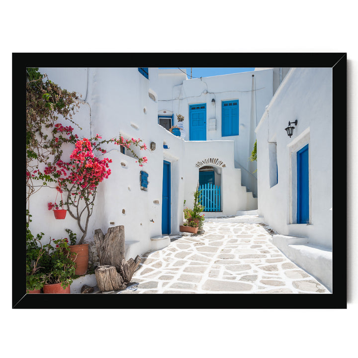 White Village, Paros, Greece – fine art print in a black frame, no mat