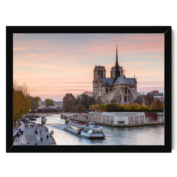 Notre-Dame at Sunset, Paris, France – fine art print in a black frame, no mat