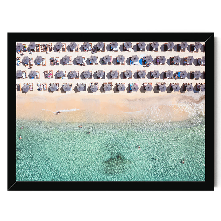 Mykonos Beach I, Elia, Greece – fine art print in a black frame, no mat