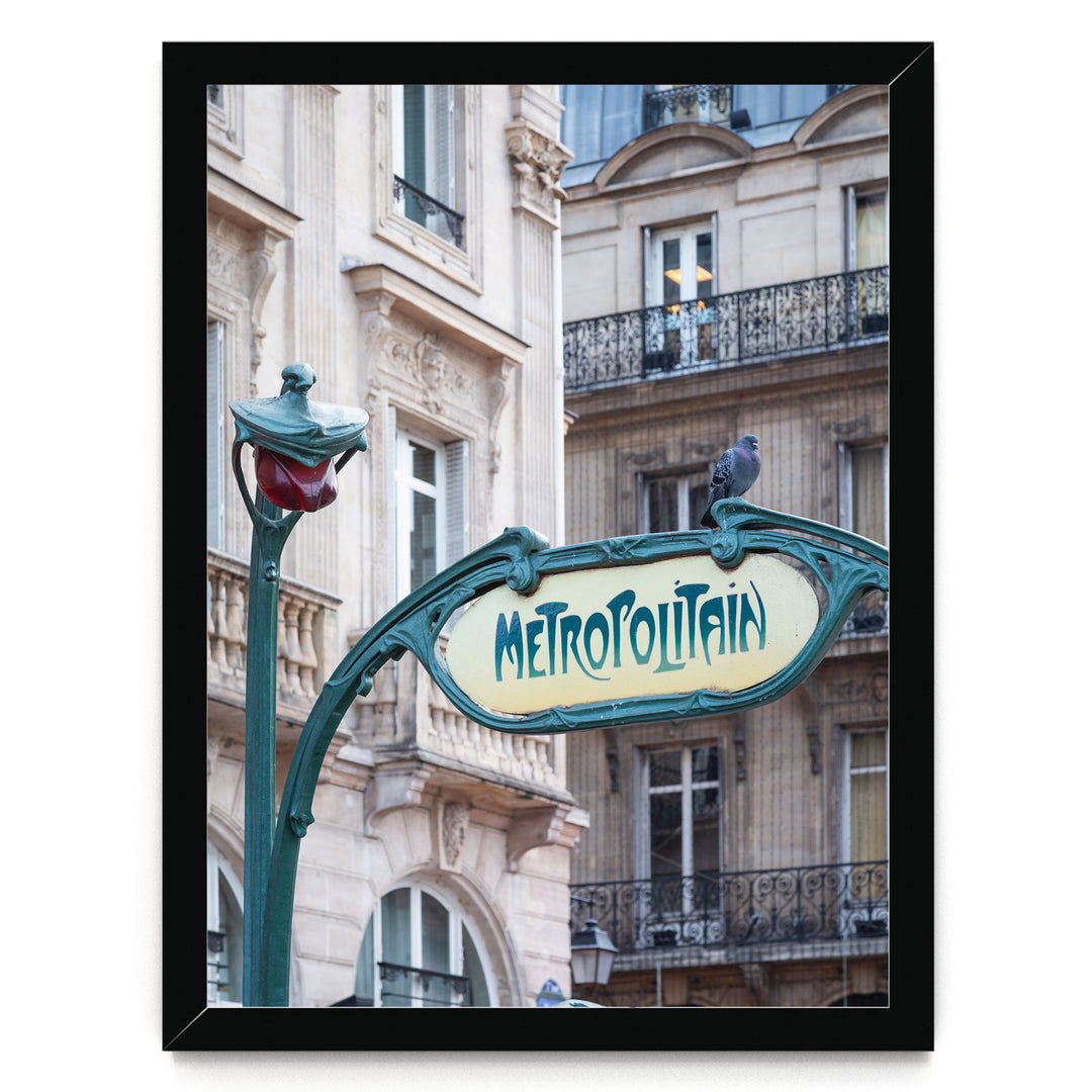 Metro Sign, Paris II, France – fine art print in a black frame, no mat