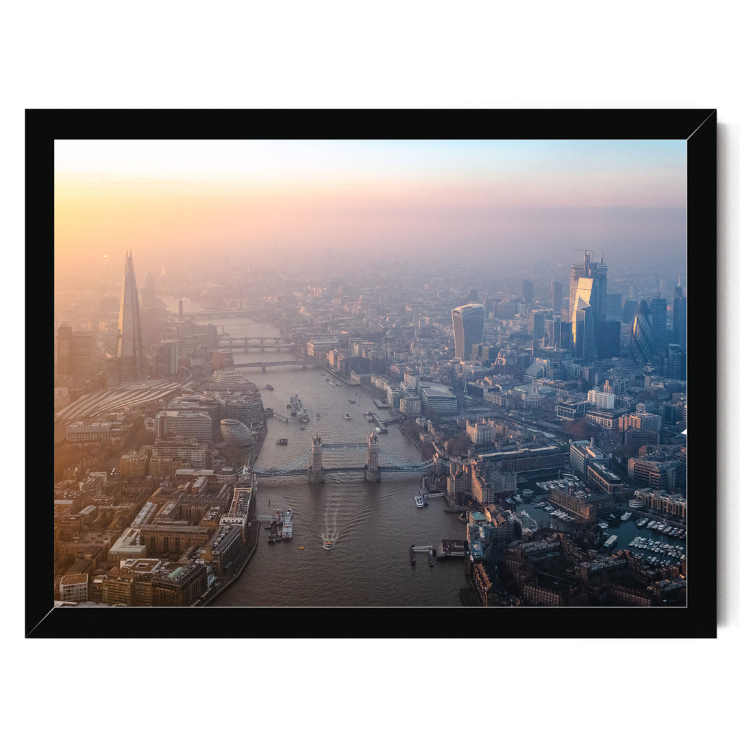 London Aerial II, England – fine art print in a black frame, no mat