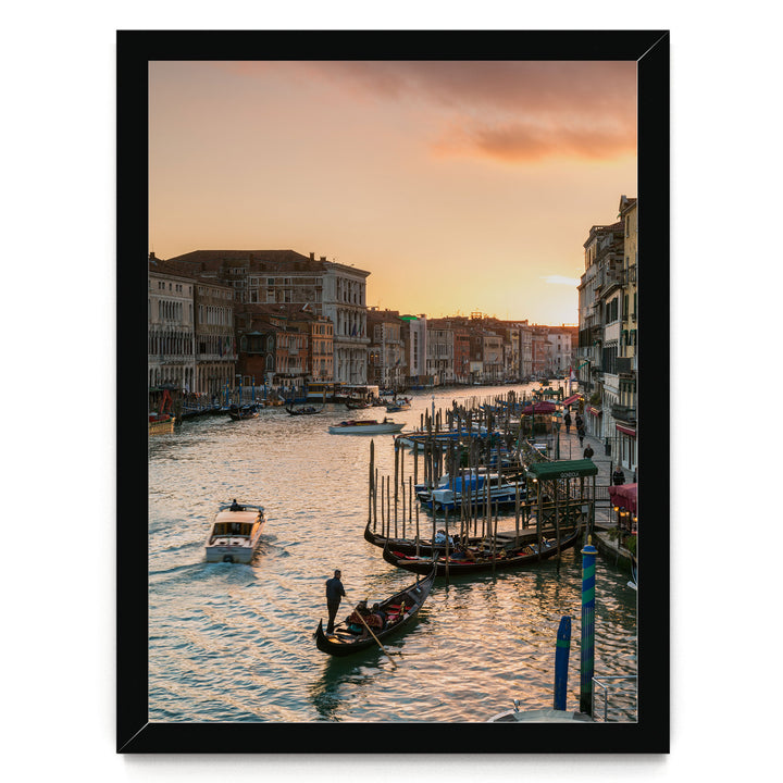 Grand Canal at Sunset, Venice, Italy – fine art print in a black frame, no mat