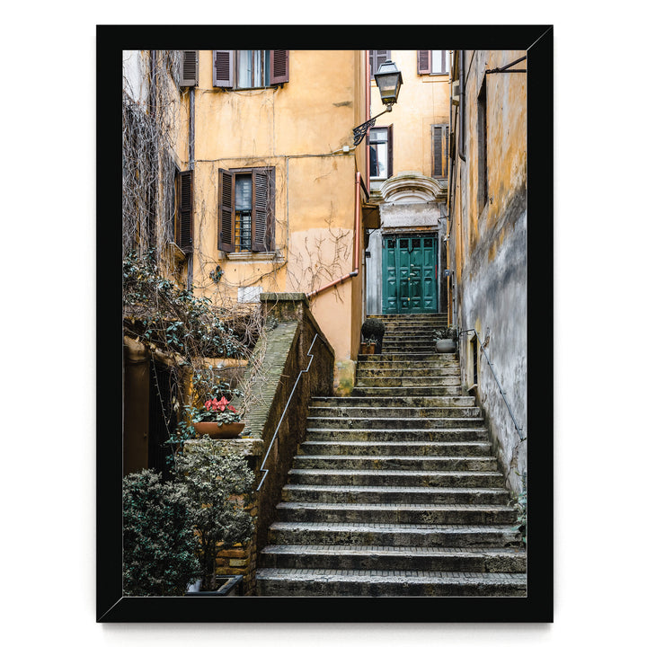 Alleys of Rome I, Italy – fine art print in a black frame, no mat
