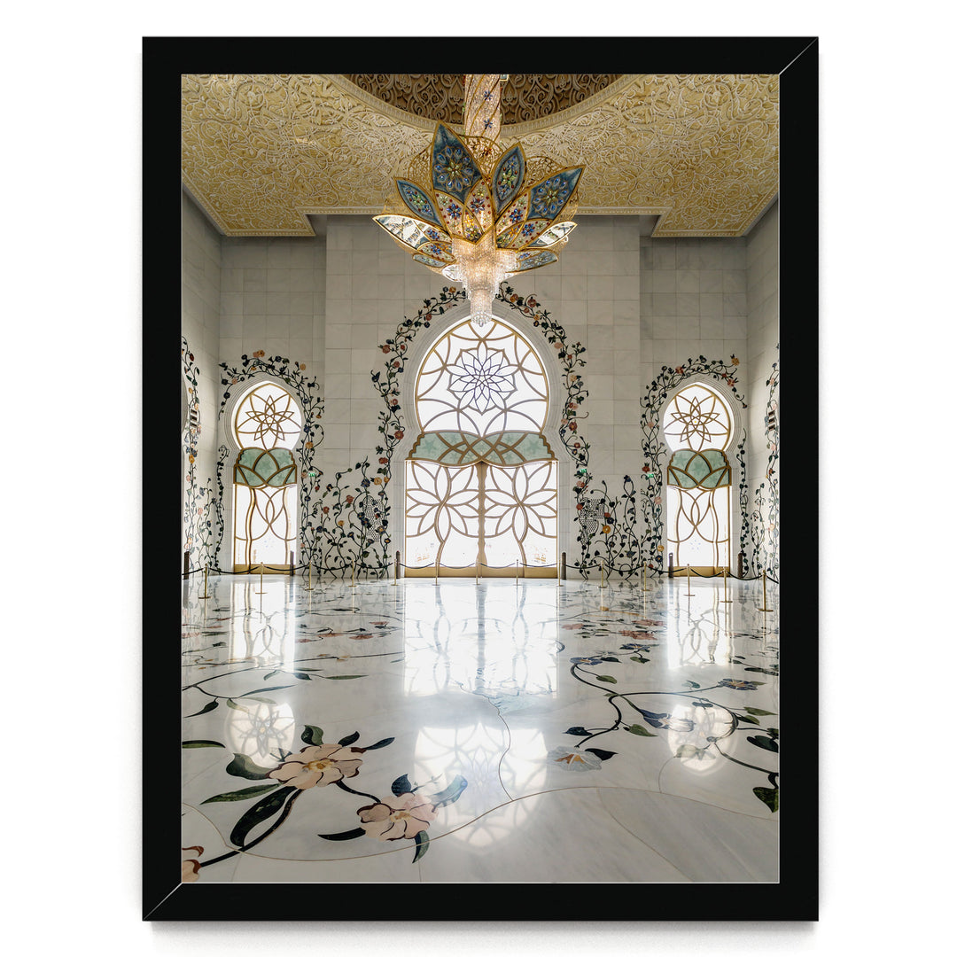 Grand Mosque Interior, Abu Dhabi, UAE – fine art print in a black frame, no mat