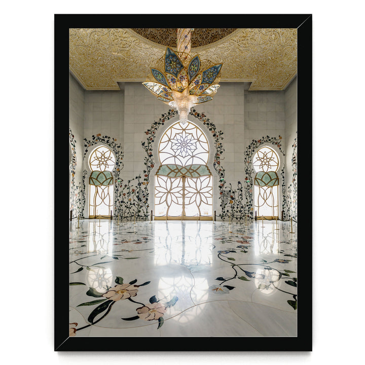 Grand Mosque Interior, Abu Dhabi, UAE – fine art print in a black frame, no mat