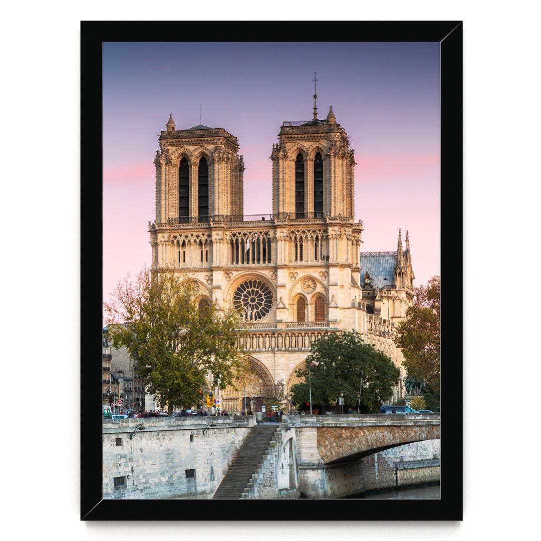 Sunset over Notre-Dame, Paris, France – fine art print in a black frame, no mat