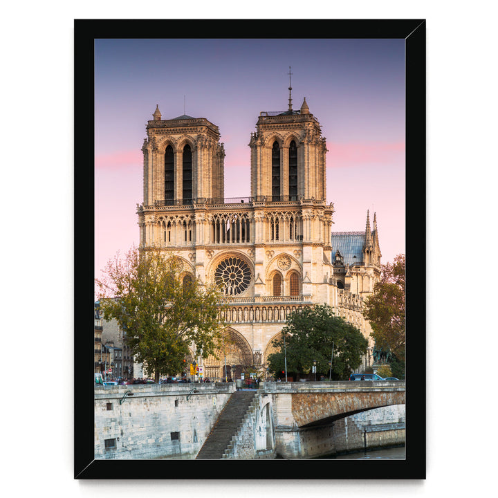 Sunset over Notre-Dame, Paris, France – fine art print in a black frame, no mat