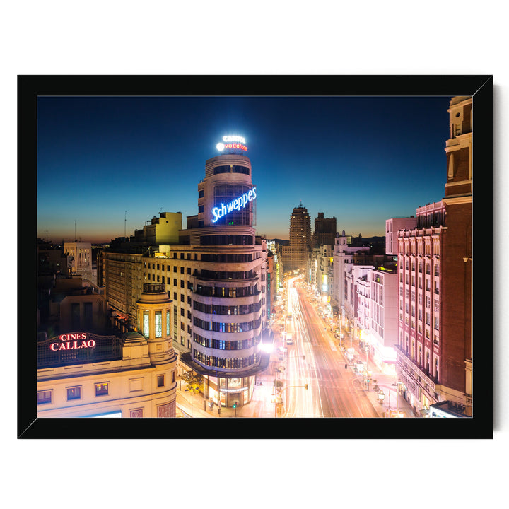 Night in Madrid, Spain – fine art print in a black frame, no mat