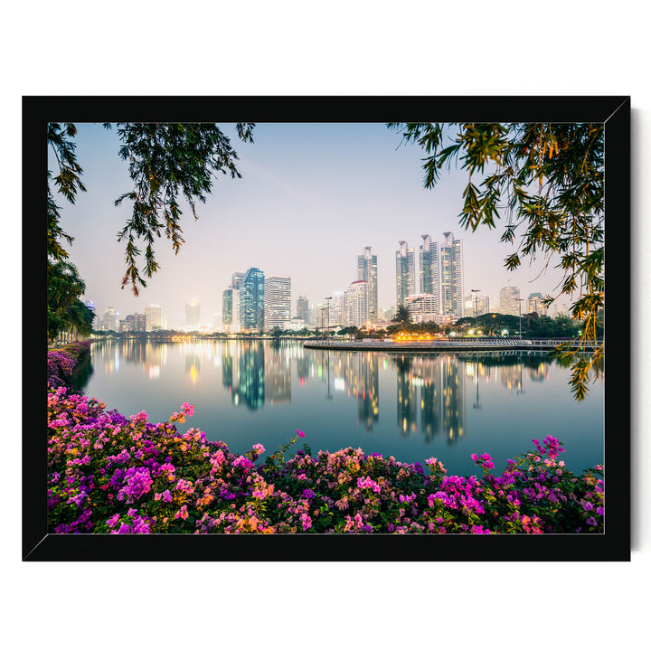 Bangkok at Night, Thailand – fine art print in a black frame, no mat