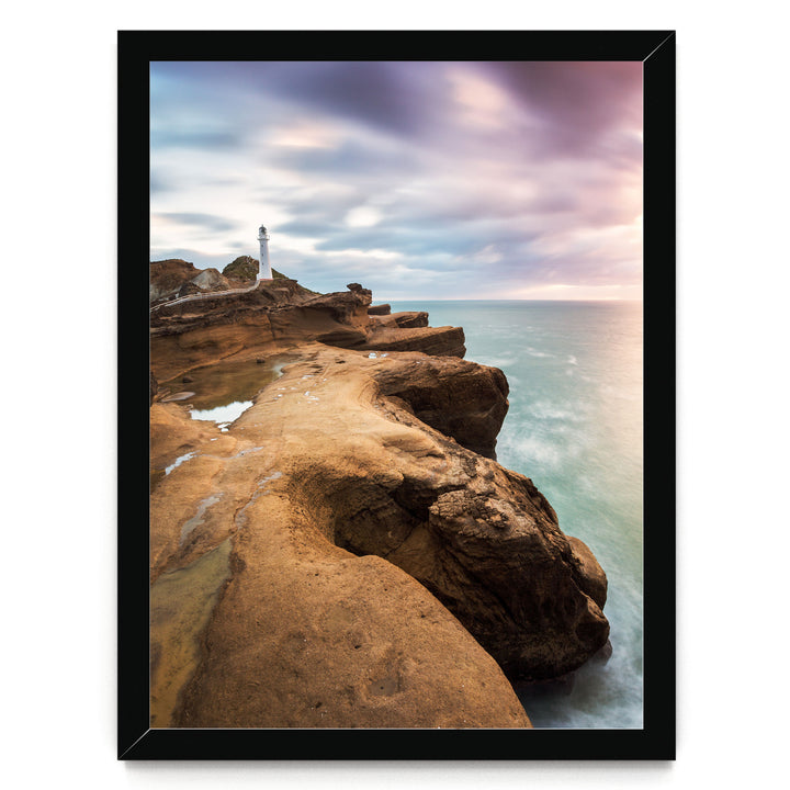 Castle Point Lighthouse, New Zealand – fine art print in a black frame, no mat