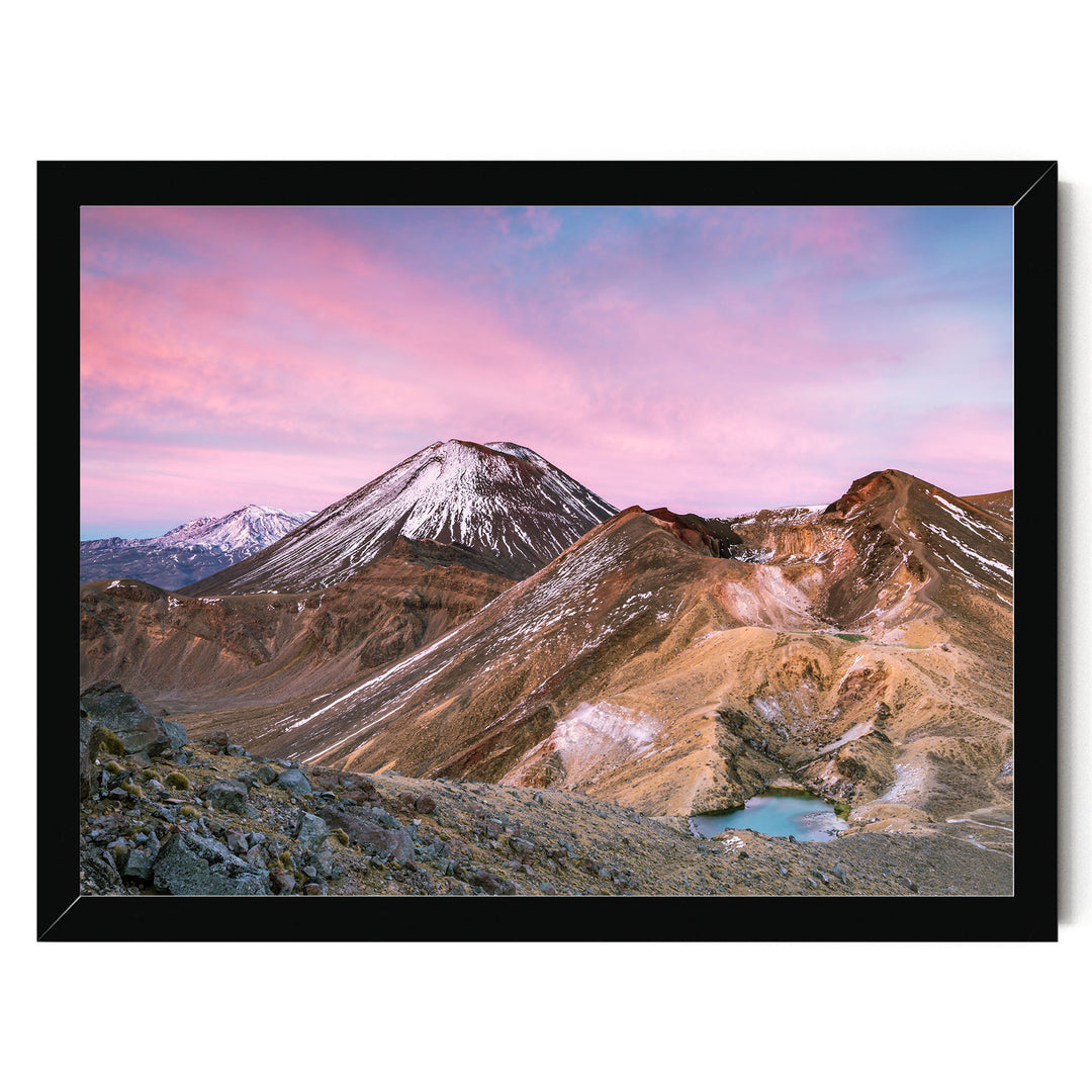 Tongariro Crossing, New Zealand – fine art print in a black frame, no mat