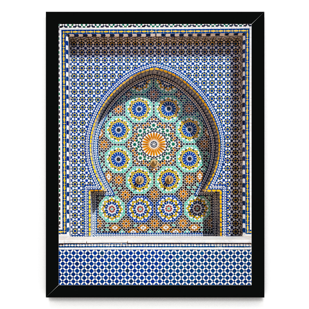 Mosaic Fountain, Meknes, Morocco – fine art print in a black frame, no mat