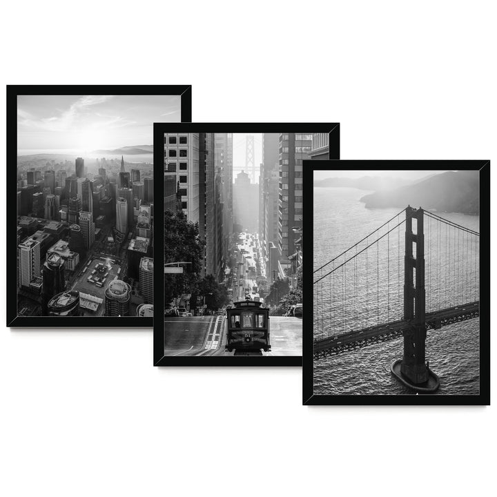 San Francisco, California – Black and White Print Set – fine art print set in black frames, no mat