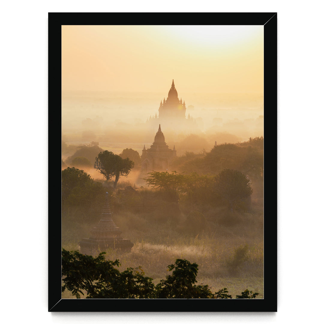 Bagan Pagodas II, Myanmar – fine art print in a black frame, no mat