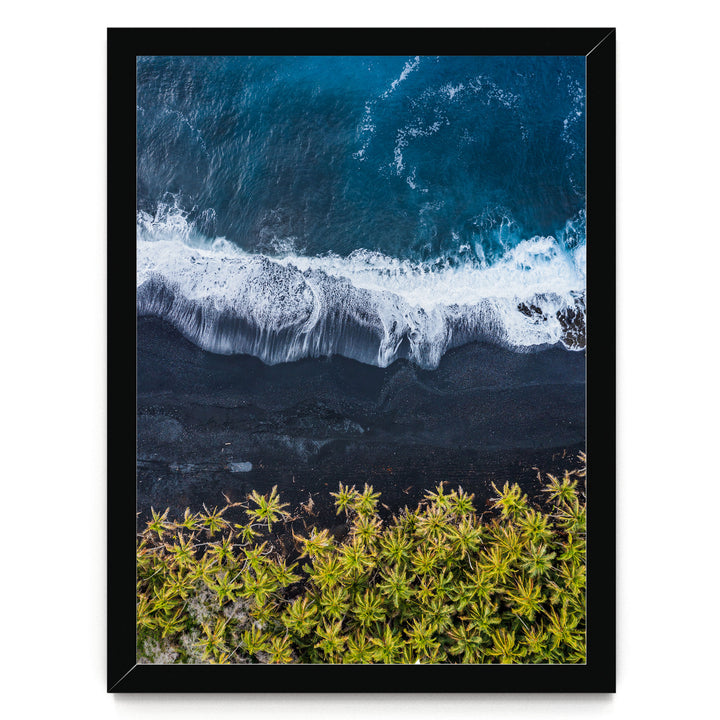 Black Beach, Big Island, Hawaii – fine art print in a black frame, no mat