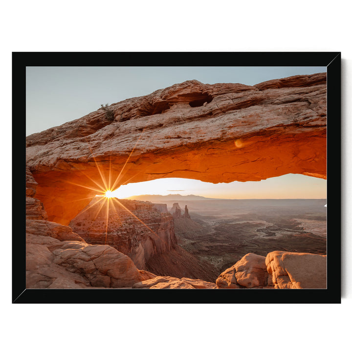 First Light on Mesa Arch, Canyonlands, Utah – fine art print in a black frame, no mat