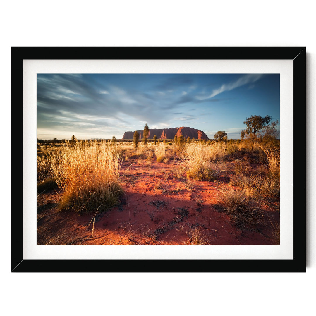 Uluru at Sunset II, Northern Territory, Australia – fine art print in a black frame with white mat