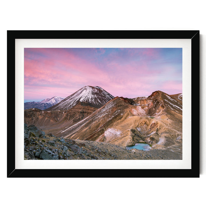 Tongariro Crossing, New Zealand – fine art print in a black frame with white mat
