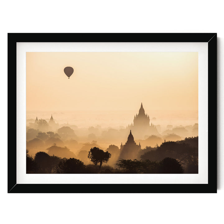 Sunrise in Bagan, Myanmar I – fine art print in a black frame with white mat