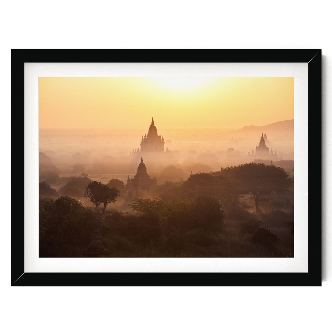 Bagan Pagodas I, Myanmar – fine art print in a black frame with white mat