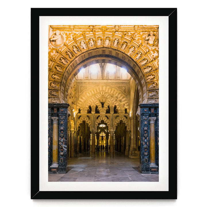 Moorish Arches III, Mezquita, Córdoba, Spain – fine art print in a black frame with white mat