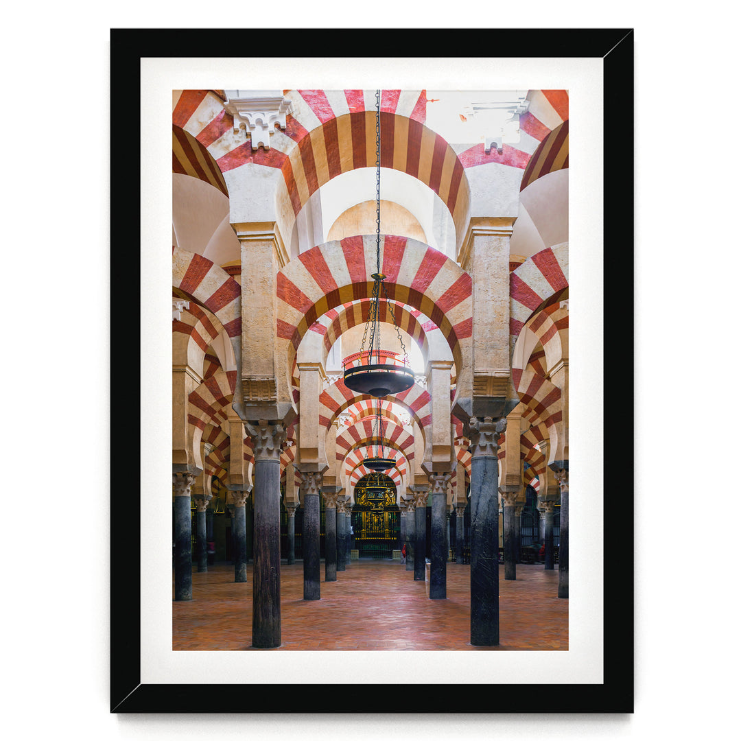 Moorish Arches I, Mezquita, Córdoba, Spain – fine art print in a black frame with white mat