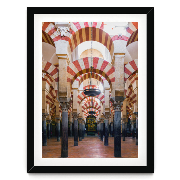 Moorish Arches I, Mezquita, Córdoba, Spain – fine art print in a black frame with white mat