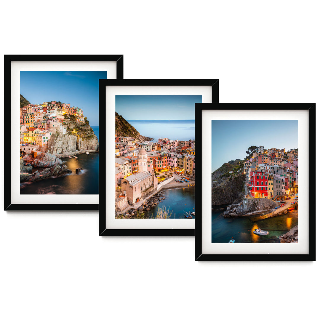 Cinque Terre, Liguria, Italy – Print Set – fine art print set in black frames with white mats