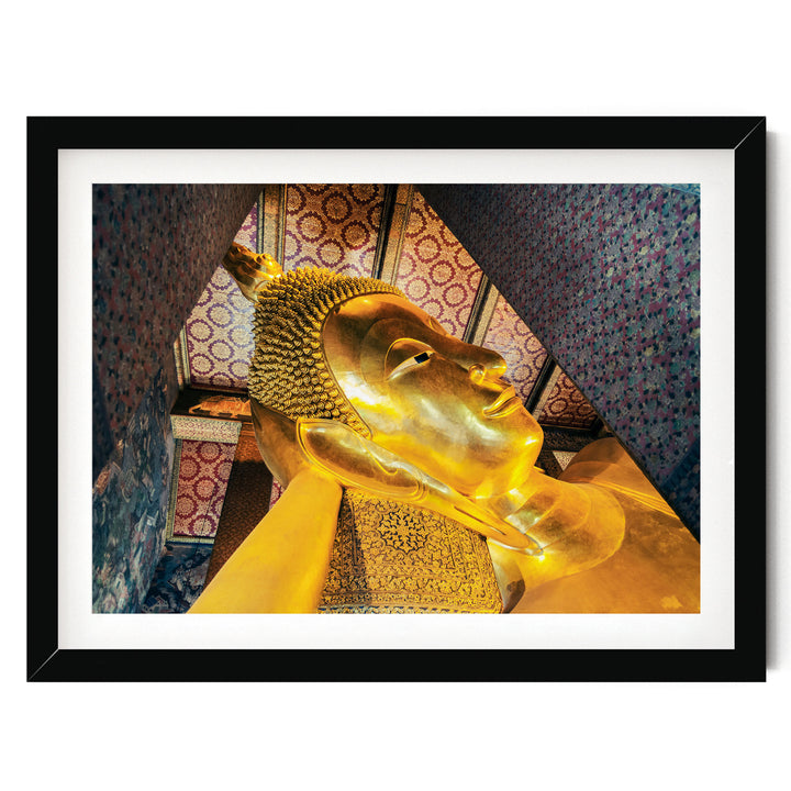 Reclining Buddha, Bangkok, Thailand – fine art print in a black frame with white mat