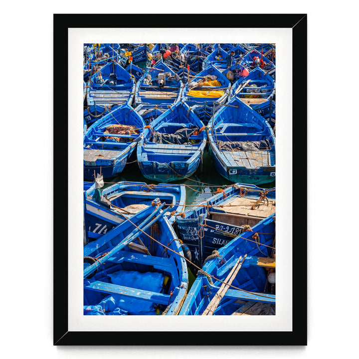 Fishing Boats, Essaouira, Morocco – fine art print in a black frame with white mat