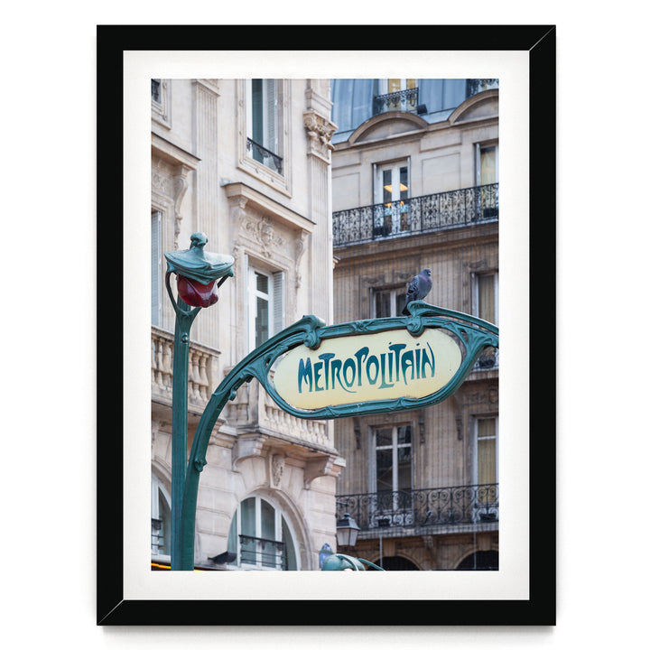 Metro Sign, Paris II, France – fine art print in a black frame with white mat
