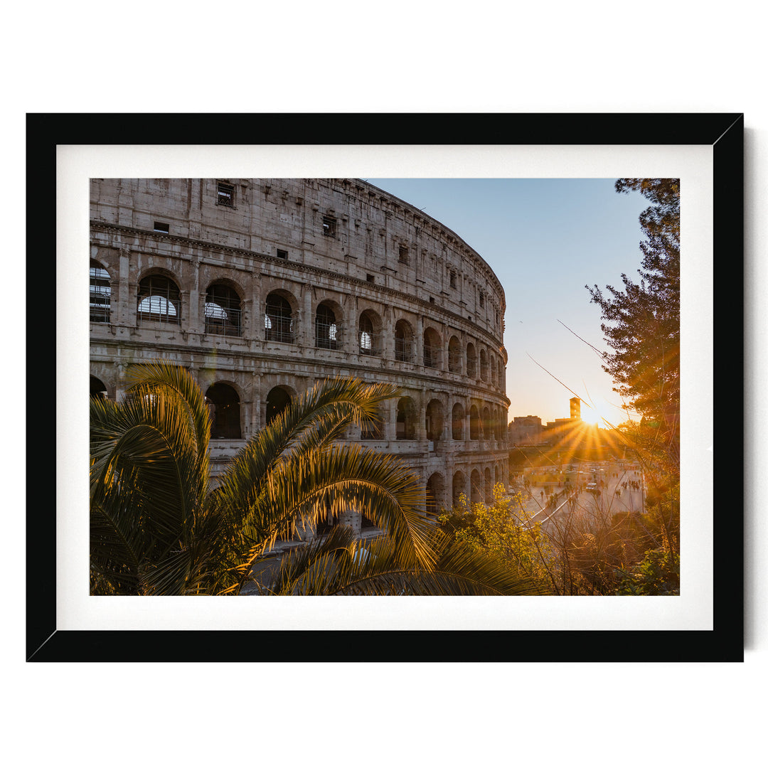 Colosseum at Sunset I, Rome, Italy – fine art print in a black frame with white mat